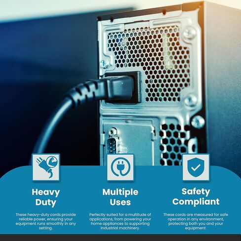 Ironbox Electric NEMA 5-15 توصيل إلى IEC C13 موصل الحبال - 10A ، 125V ، 18/3 SJT - UL كابل مزود الطاقة العالمي - سلك الطائر للكمبيوتر ، الشاشة ، سطح المكتب ، مكبر الصوت والمزيد (2 قدم ، أسود) in Kuwait