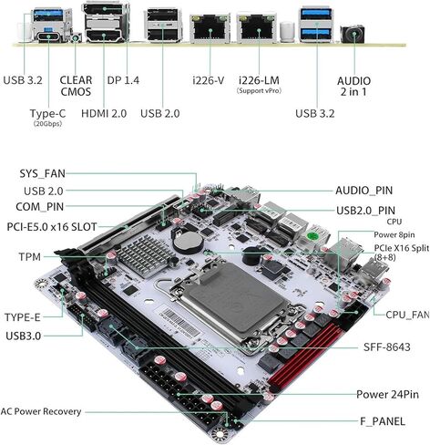 Q670 8bay NAS Mini ITX Motherboard Upgraded Version,LGA1700 Supports intell12-14 Gen Processors,DDR5,Dual 4k Displays,5X USB3/2,8 SATA3.0 Ports, I226LM 2.5G with vPro (Q670) in Saudi Arabia