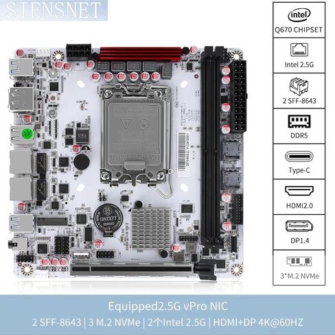 Q670 8bay NAS Mini ITX Motherboard Upgraded Version,LGA1700 Supports intell12-14 Gen Processors,DDR5,Dual 4k Displays,5X USB3/2,8 SATA3.0 Ports, I226LM 2.5G with vPro (Q670) in Saudi Arabia