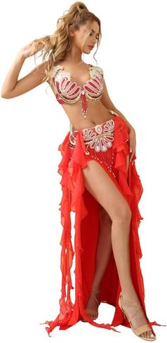 ROYAL SMEELA Belly Dancer Costumes for Women Belly Dancing Skirt Belly Dance Bra and Belt Carnival Outfit Bellydance Costume in Kuwait