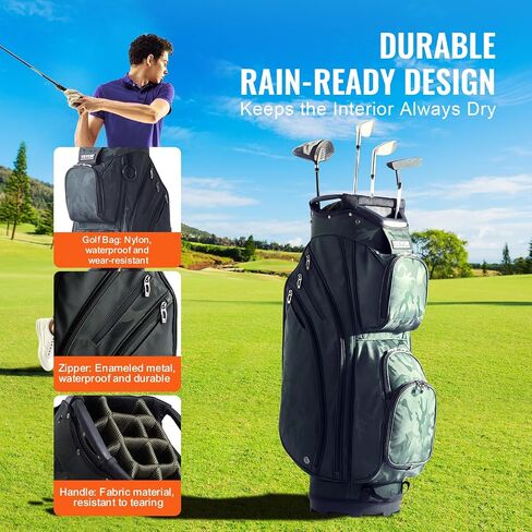 VEVOR Golf Cart Bag with 14 Way Organizer Divider Top, 41" 13 Pockets Premium Nylon Cart Bag, Durable Golf Bags with Handles & Dust Cover & Detachable Straps for Men & Women Grey in Saudi Arabia