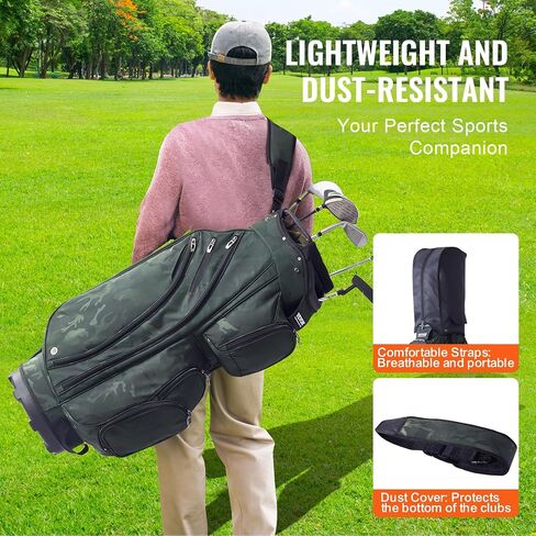 VEVOR Golf Cart Bag with 14 Way Organizer Divider Top, 41" 13 Pockets Premium Nylon Cart Bag, Durable Golf Bags with Handles & Dust Cover & Detachable Straps for Men & Women Grey in Saudi Arabia