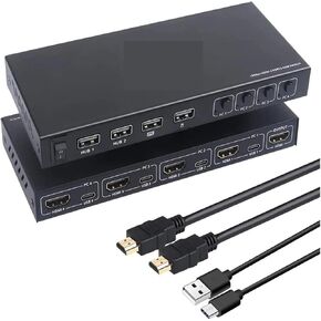 4 منافذ HDMI KVM Switcher 4 في 1 Out HDMI USB Switch Swink