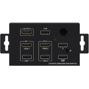Wall-Mounted 2 in 1 Out USB HD KVM Switch Box for 2PC Sharing Keyboard Mouse Printer Plug Paly Video Display USB Swltch Splitter