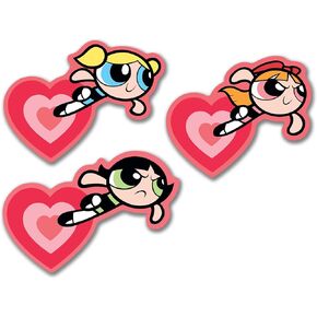 Elektroplate Officially Licensed Powerpuff Girls Heart Trio Dynamic Decals | Premium Auto-Grade All Weather Vinyl Sticker for Car, Water Bottle, Laptop, Cooler, Phone | Made in The USA | Set of 3
