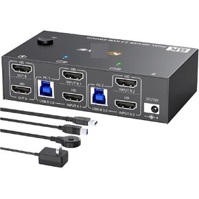 4K@144Hz KVM Switch 2 Switors 2 Computers 8K@60Hz ، HDMI و DisplayPort Dual Monitor Switch مع 4 منفذ USB 3.0 (AU Plug ، 8202DH)