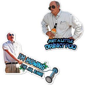 Trailer Park Boys Mr. Lahey Sticker 2-Pack – Mowing The Air & Just a Little Drinky Poo Funny Vinyl Decals for Fans