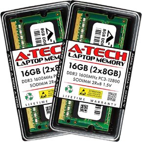 A-Tech 16GB Kit (2x8GB) RAM for HP ProDesk 400 G1 Mini, 600 G1 Mini | DDR3 1600MHz PC3-12800 SODIMM 1.5V Non-ECC Memory Upgrade