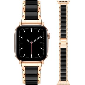 Getino Metal Resin Band Compatible with Apple Watch Bands for Women 40mm 38mm 41mm 42mm 44mm 45mm 46mm 49mm, Stainless Steel Strap Bracelet for iWatch Ultra SE Apple Watch Series 10 9 8 7 6 5 4 3 2 1