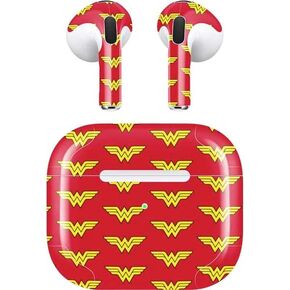 Skinit Decal Audio Skin Compatible with Apple AirPods (3rd Gen, 2021) - Officially Licensed Warner Bros Wonder Woman Logo Pattern Design