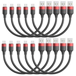 10 Pack Short Micro USB Cables 1ft, Bulk 12 inch Micro USB Cable Pack, Durable USB 2.0 Android Charger Cords for Charging Stations Samsung Galaxy S6 S7 J7 Note 5 LG Kindle Fire Sony PS4 TV Sticks
