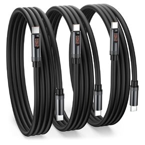 3 عبوات [4ft+4ft+6.6ft] 240W USB C إلى كابل USB C ، C إلى C Cable Charger Cable الشحن السريع مع عرض LED ، USBC إلى USBC لـ iPhone 16 15 Pro Max Plus ، MacBook Pro/Air ، iPad Pro ، Samsung Galaxy ، Pixel ، Pixel