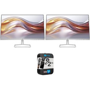 HP 524sf Series 5 24" FHD 100Hz 1500:1 5ms IPS Dual Monitor, Black/Silver Bundle with 2 Year CPS Enhanced Protection Pack