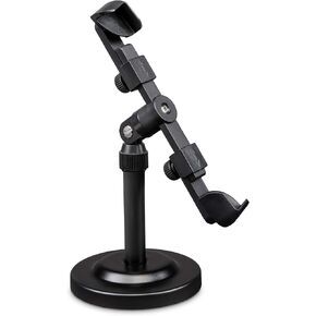 LyxPro Cell Phone Tablet Stand Holder clip on Grip For Table Or Desk, Adjustable 360 Degree Rotating Swivel Angle Fits 5.5-7.2 Inch, Portable Non Slip Weighted Base, Secured Locking Arms -LYXATDPM