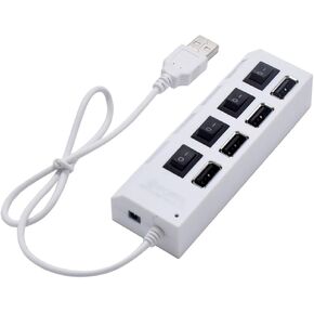Angoily USB Charger 4 Independent USB Ports Splitter USB Outlet Plug for Pc Laptop USB Powered Hub 45cm Cable