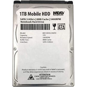 MaxDigitalData 1TB 5400RPM 8MB Cache (9.5mm) SATA 3.0Gb/s 2.5inch Mobile HDD/Notebook Hard Drive