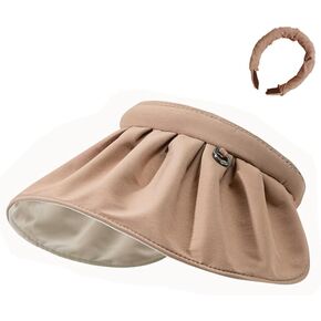 Wide Brim Hat Sun Visor Caps for Women,can be Rolled up to be a Headband,Beach Cap Casual Sun Hat Summer UV Protection