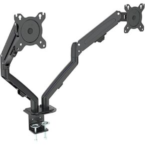 G08-24 Dual Monitor Desk Mount Bracket for 13 to 27 Inch LCD Screens, Swivel and Tilt Adjustable Dual Arm Desk Mount