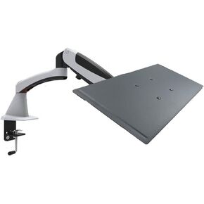 Tilt Full Motion Aluminum Air Press Gas Spring Dual Arm LCD Desktop Mount Swivel Monitor Table Stand Clamp with Notebook Tray(DL-GM112FG-LP10)