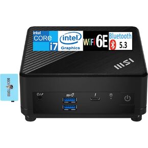 MSI Cubi 5 Mini Desktop (Intel i7-1255U, Intel Iris Xe, 32GB DDR4, 1TB PCIe SSD + 2TB HDD (2.5), Thunderbolt 4, WiFi 6E, Bluetooth 5.3, 65W PSU, 2 RJ-45, Win 11 Pro) w/DKZ USB Port Expander