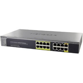 NETGEAR JGS516PE-100NAS 16-Port Gigabit Rackmount Smart Managed Plus Switch, 85w 8xPoE, ProSAFE Lifetime Protection (Renewed)