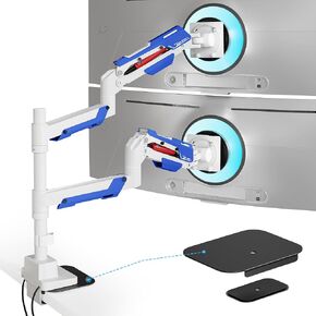 ARES WING Vertical Dual Monitor Mount & Steel Monitor Mount Reinforcement Plate for 24-57'' Ultrawide Screen