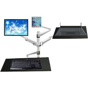 OA-13X Multimedia Desktop Dual Arm 10"-25" LCD Monior Stand Mount+ Laptop Holder Stand +10" Tablet Mount+Keyboard Tray Bracket(OA-13X)