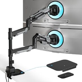 ARES WING Vertical Dual Monitor Mount & Steel Monitor Mount Reinforcement Plate for 24-57'' Ultrawide Screen
