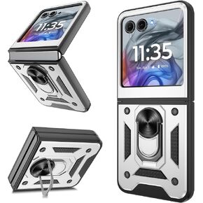 ATUMP for Motorola Razr 2024 Case/Razr 2025 Case[Not Fit Razr Plus 2024], Heavy Duty Shockproof with 360° Rotation Metal Kickstand [Military Grade] Protective Case for Moto Razr 2024/2025, Black