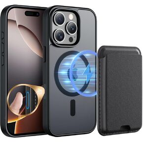 3 في 1 لحالة iPhone 16 Pro مع زر تحكم مغناطيسي وزر الكاميرا [متوافق مع Magsafe] غطاء الهاتف غير اللامع الشفاف.