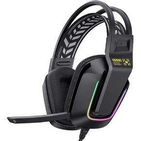 Asixxsix Wired Gaming Headset, Computer Headphones with Microphon and Memory Foam Ear Cushions, Adjustable Headband Wired Headphones for PC Laptop Game Console, 3.5mm Plug and Play (White)