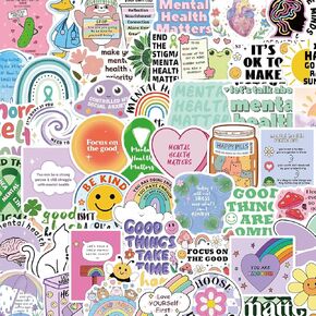 50 PCS Mental Health Matters Stickers Pack for Journals, Laptops, Water Bottles, Therapist Office Decor, Counselor Office Must Haves, Positive Quote Decals for Mental Health Awareness