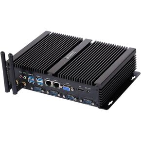 HUNSN Fanless Industrial PC, Mini Computer, Intel I5 3317U, Windows XP / 11 or Linux Ubuntu, IM02, VGA, HDMI, 2 x LAN, 4 x COM, 4 x USB2.0, 4 x USB3.0, 8G RAM, 512G SSD