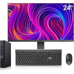 Dell OptiPlex 3060 Mini PC Windows 11 Desktop Computers with 24 Inch Full HD Monitor, Intel Hexa-Core i5-8500T,32GB DDR4 512GB M.2 NVMe SSD,AX210 Built-in WIFI 6e,HDMI Wireless Keyboard Mouse(Renewed)