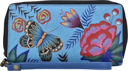 Anna by Anuschka Women's Hand-Painted Leather Zip-Around Clutch, Floral Paradise Tan in Saudi Arabia