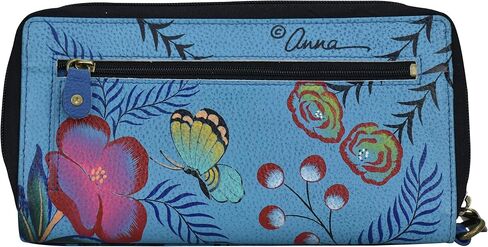 Anna by Anuschka Women's Hand-Painted Leather Zip-Around Clutch, Floral Paradise Tan in Saudi Arabia