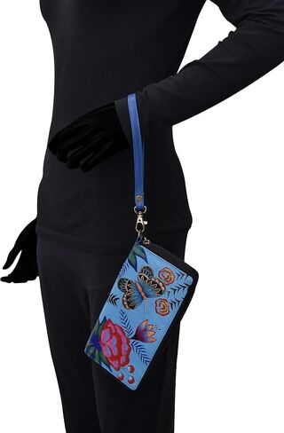 Anna by Anuschka Women's Hand-Painted Leather Zip-Around Clutch, Floral Paradise Tan in Saudi Arabia