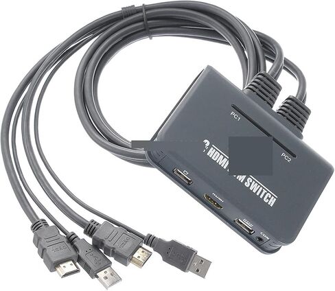 2 Port USB HDMI KVM Switch Switcher with Cable for Dual Monitor Keyboard Mouse HDMI Switch Support Desktop Controller Switching in Saudi Arabia