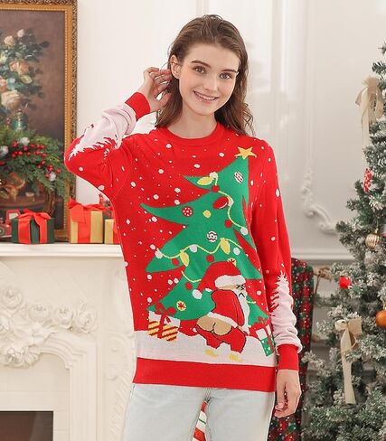 سترة RAISEVERN Ugly Christmas للنساء بلوفر منسوج لطيف وسترات بأكمام طويلة in Kuwait
