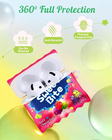 Coralogo for Airpods 4 Case with Cute Keychain - غطاء واقعي أنيق للنساء الفتيات الفريدة الفريدة من نوعها Funny Pretty Kawaii Case for AirPods 4 ، Green in Kuwait