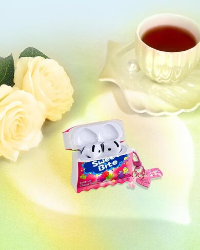 Coralogo for Airpods 4 Case with Cute Keychain - غطاء واقعي أنيق للنساء الفتيات الفريدة الفريدة من نوعها Funny Pretty Kawaii Case for AirPods 4 ، Green in Kuwait