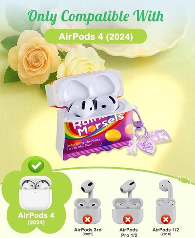 Coralogo for Airpods 4 Case with Cute Keychain - غطاء واقعي أنيق للنساء الفتيات الفريدة الفريدة من نوعها Funny Pretty Kawaii Case for AirPods 4 ، Green in Kuwait