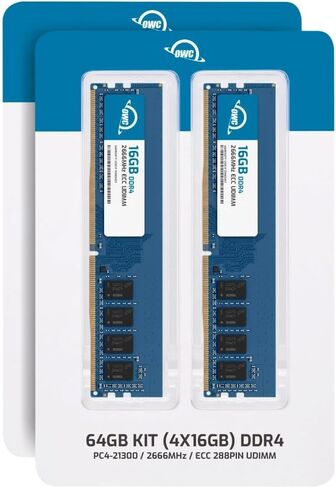 OWC 64GB (4x16GB) RAM Compatible with Synology RackStation RS3617RPxs and RS3617xs+ DDR4 2666MHz PC4-21300 ECC Unbuff UDIMM 2Rx8 1.2V Memory for NAS, RackStation, FlashStation, & NVR DVA in Saudi Arabia