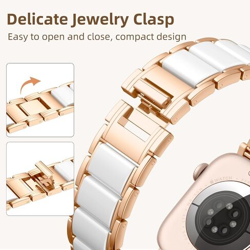 Getino Metal Resin Band Compatible with Apple Watch Bands for Women 40mm 38mm 41mm 42mm 44mm 45mm 46mm 49mm, Stainless Steel Strap Bracelet for iWatch Ultra SE Apple Watch Series 10 9 8 7 6 5 4 3 2 1 in Saudi Arabia