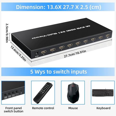 4K KVM HDMI Multi-viewer Seamless Switch 8x1 8 CH Multiplexer Multi Screen Viewer 8x1 KVM HDMI Quad Screen Multiviewer for PC TV(AU Plug) in Kuwait