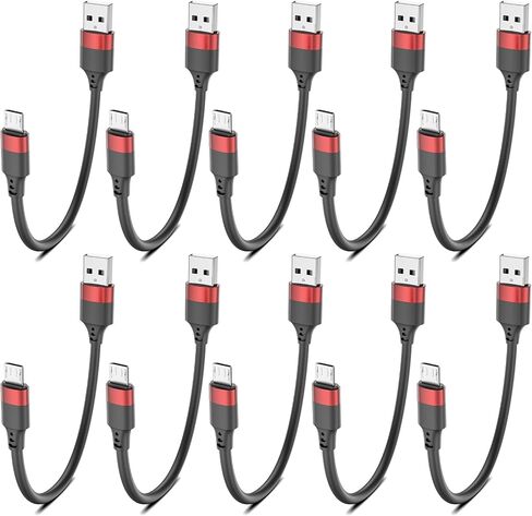 10 Pack Short Micro USB Cables 1ft, Bulk 12 inch Micro USB Cable Pack, Durable USB 2.0 Android Charger Cords for Charging Stations Samsung Galaxy S6 S7 J7 Note 5 LG Kindle Fire Sony PS4 TV Sticks in Saudi Arabia