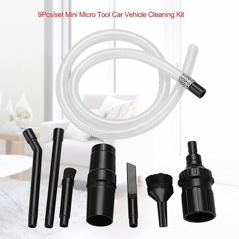 Pssopp 9Pcs Mini Micro Tool Car Vehicle Cleaning Kit Universal Vacuum Cleaner Attachments Around Computer and Keyboard, HiFi or Video Machines, Sewing Machines, Printers, etc. in Saudi Arabia
