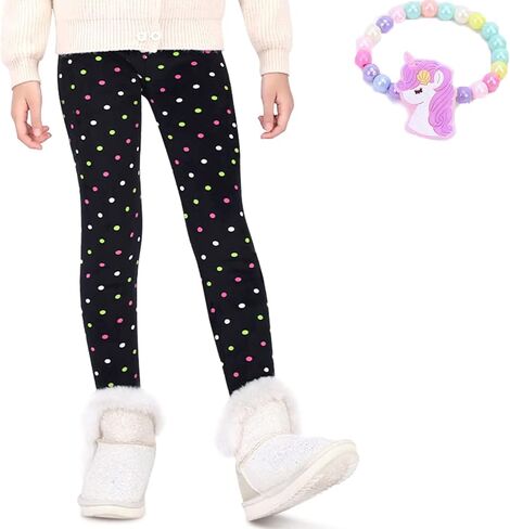 MZSYLK Girls Fleece Lined Leggings Set Thick Thermal Trousers Cotton Colourful Girls Winter Warm Pants Floral Printed Tights in Saudi Arabia