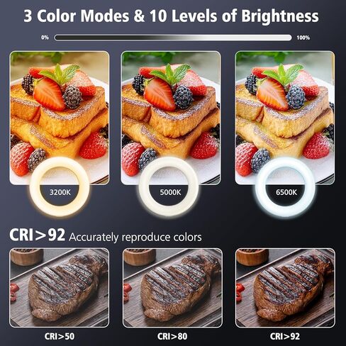 11'' Dimmable Ring Light with Phone Holder, LED Circle Light USB Powered, 3 Light Modes & 10 Brightness Levels, Compatible with Tripod Stand (Stand Not Included), 10W 5V 2A in Kuwait