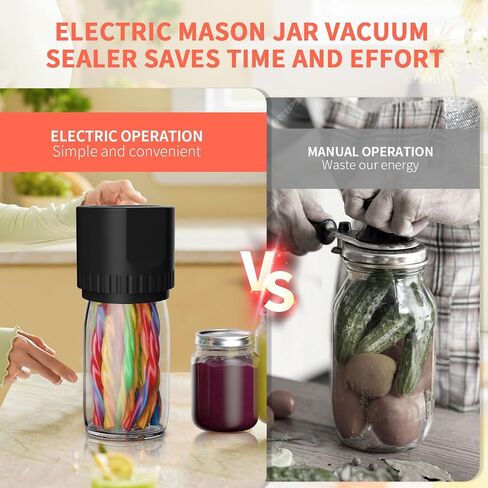 Mason Genie Vacuum Sealer,20s Fully Automatic Everjar - Mason Jar Vacuum Sealer Kit,2000mAh Battery Electric Mason Jar Vacuum Sealer With Wide & Regular Mouth,Jar Vacuum Sealer for Mason Jars in Saudi Arabia